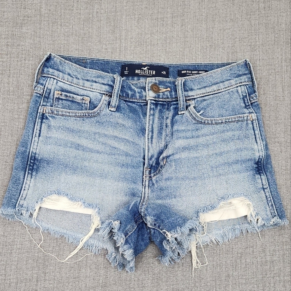 Hollister Light Wash Distressed High Rise Short Shorts Vintage Stretch Size1/25